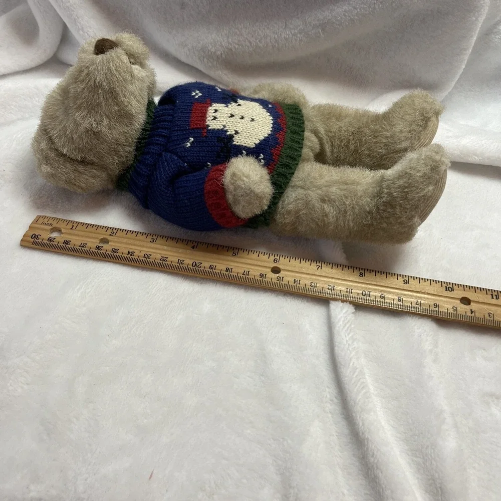 Christmas Teddy Bear Blue Knit Sweater Holiday Snowman Plush Stuffed Animal‎